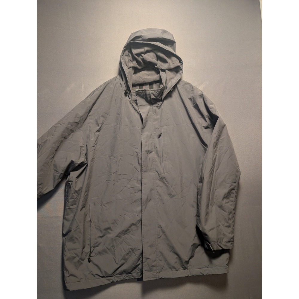 Swiss Tech Windbreaker Jacket Mens 3XL Gray Fleece Lined Hooded Full Zip Outdoor
